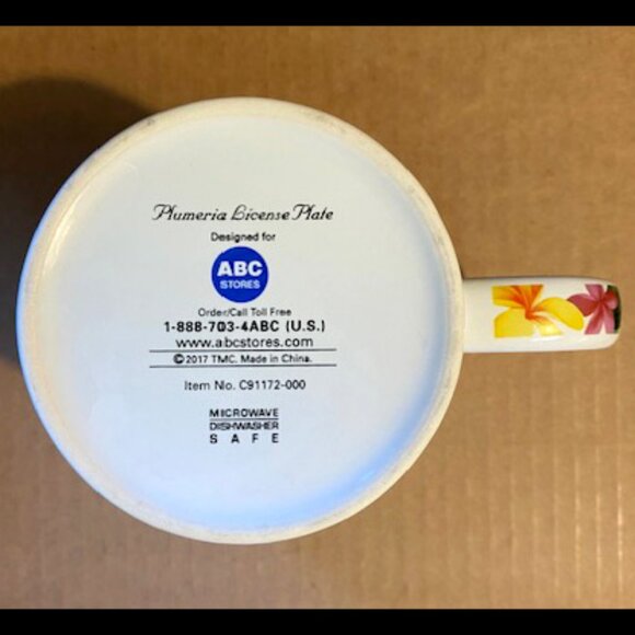 I Love Hawaii Aloha State Souvenir Coffee Cup Mug by Plumeria License Plate ABC - Picture 5 of 5